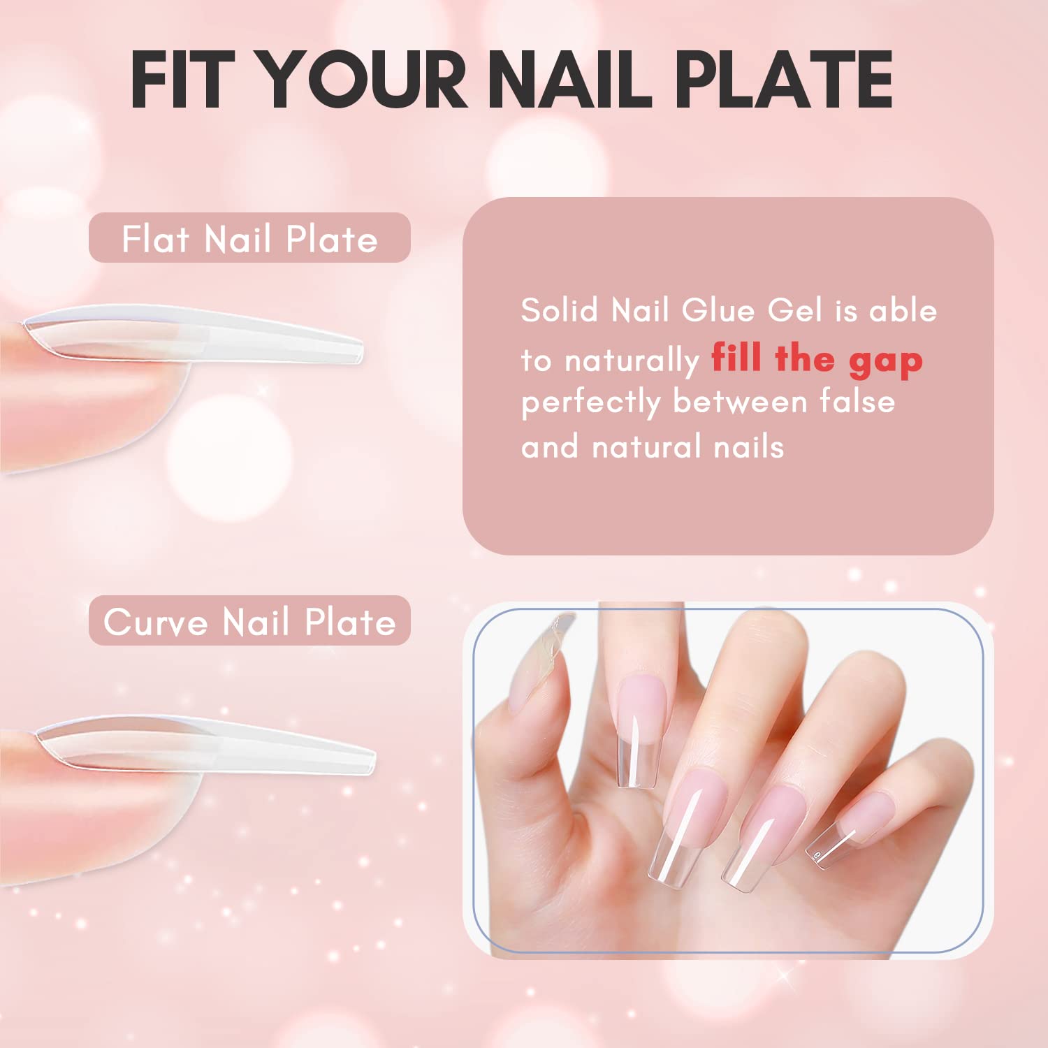 Solid Nail Gel Glue for Soft Gel Nail Tips - Blanc 15ml