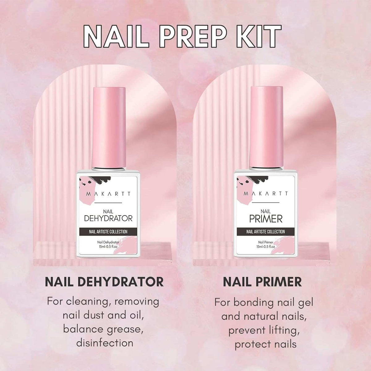 MakarttNail Dehydrator and Primer Set (15ML /0.5 oz)The BASIS OF A NAIL ART: Nail prepping is the most important step in all nail art design. Nail dehydrator and primer helps for you to do a easy, clean, beautiful, ch