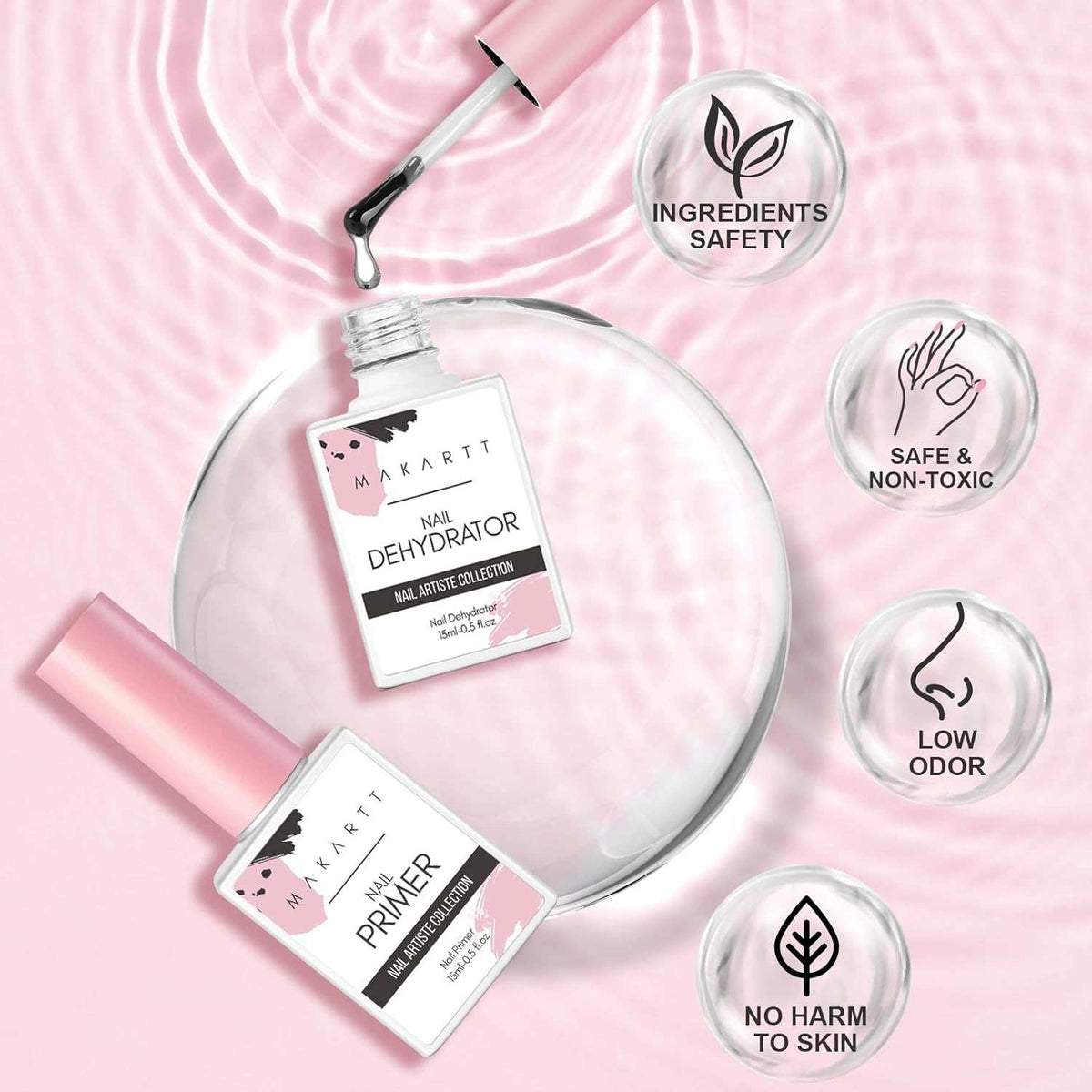 MakarttNail Dehydrator and Primer Set (15ML /0.5 oz)The BASIS OF A NAIL ART: Nail prepping is the most important step in all nail art design. Nail dehydrator and primer helps for you to do a easy, clean, beautiful, ch