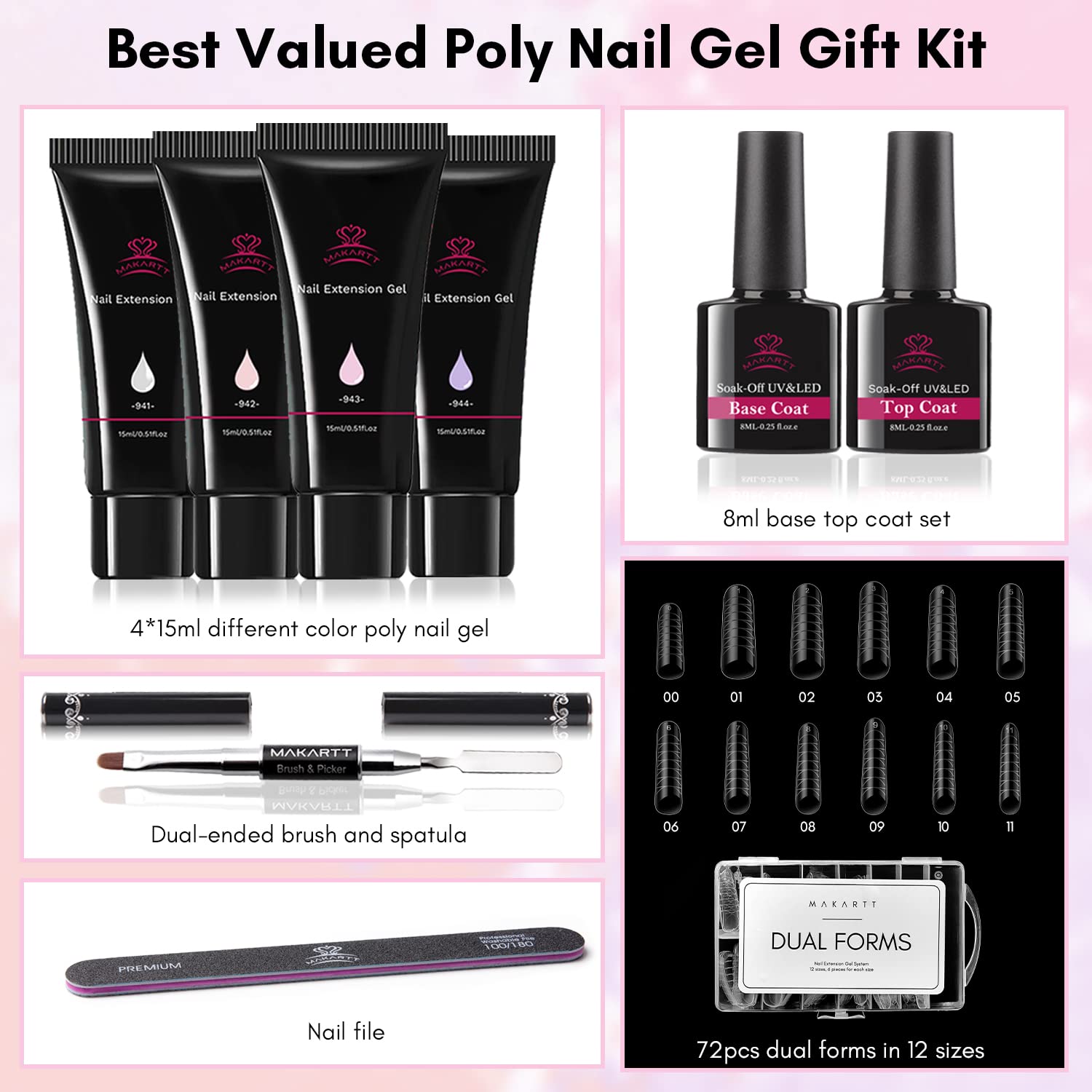 Nude Pink Collection Poly Gel Nail Extension Kit