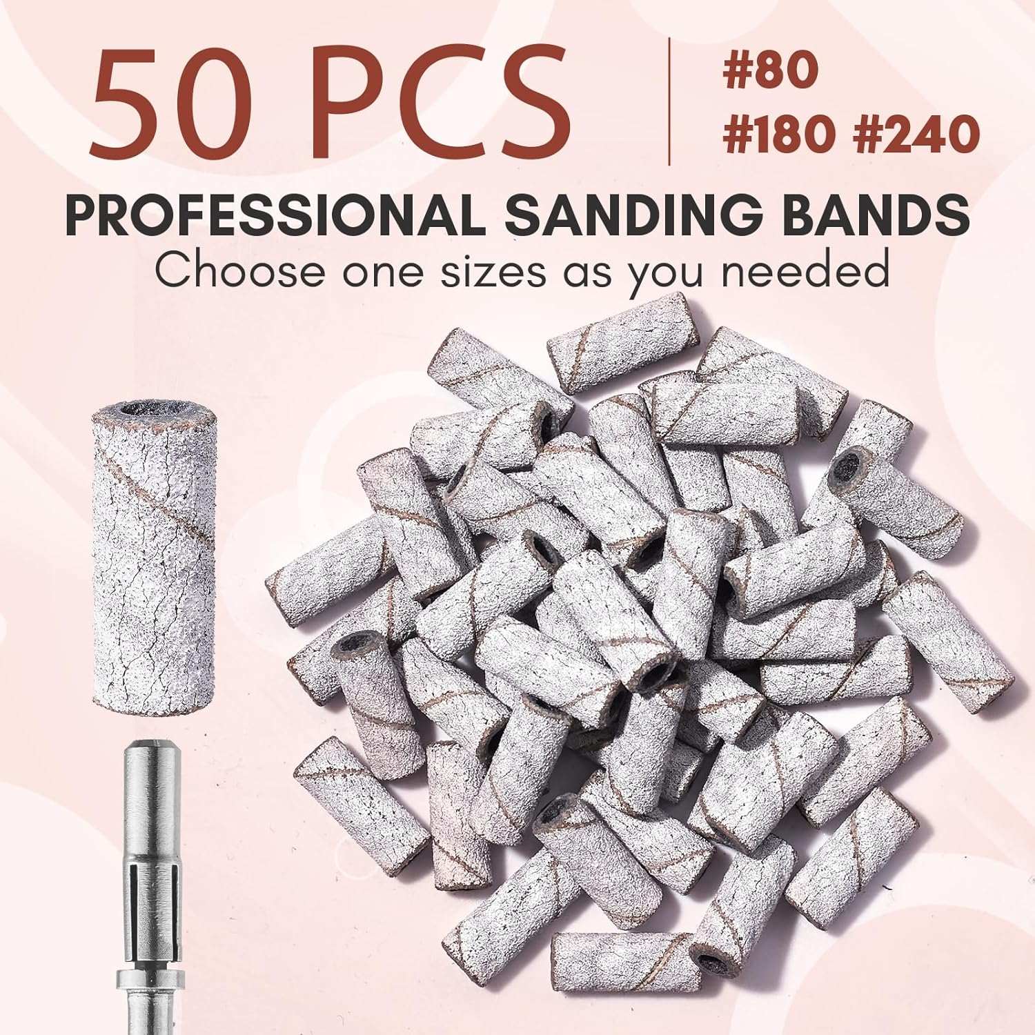 Sanding Bands for Nail Drill with 3mm Mandrel Bits #180, 50pcs