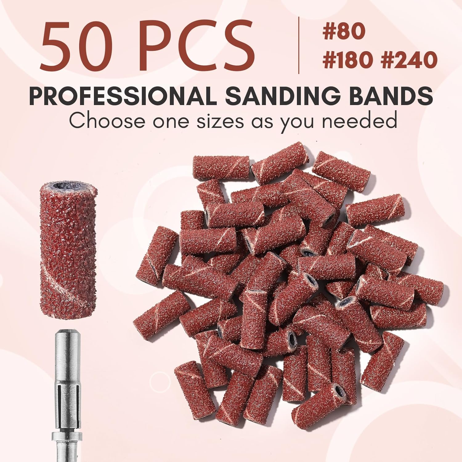 Sanding Bands for Nail Drill with 3.mm Mandrel Bits #80, 50pcs