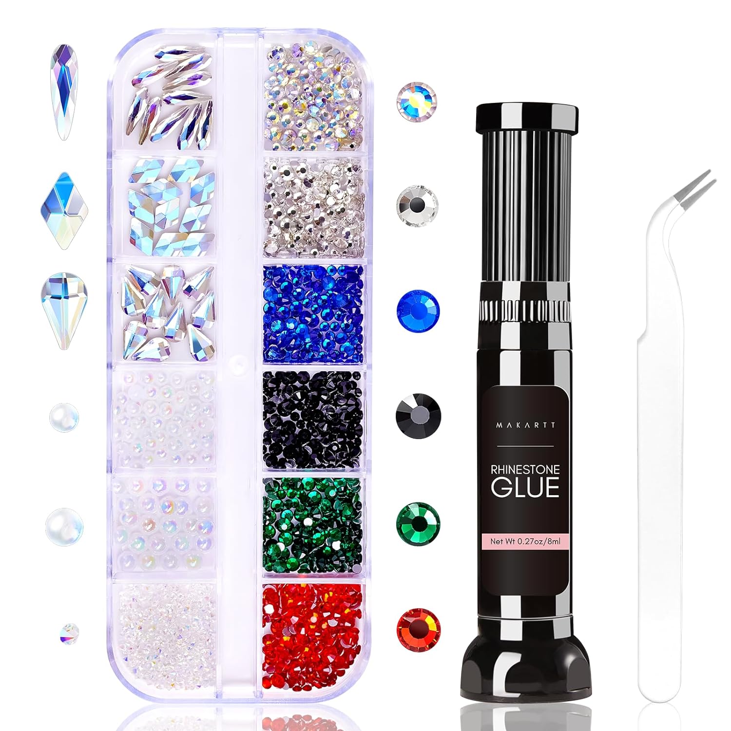 Makartt Updated 2pcs Nail Rhinestone Glue Gel with Brush& Pen tip, Clear Nail  Glue Precision Pen Super Strong Adhesive Nail Art Glue Gel for Nail  Decorations 3D Gems Stones Charms Flowers (8ml)