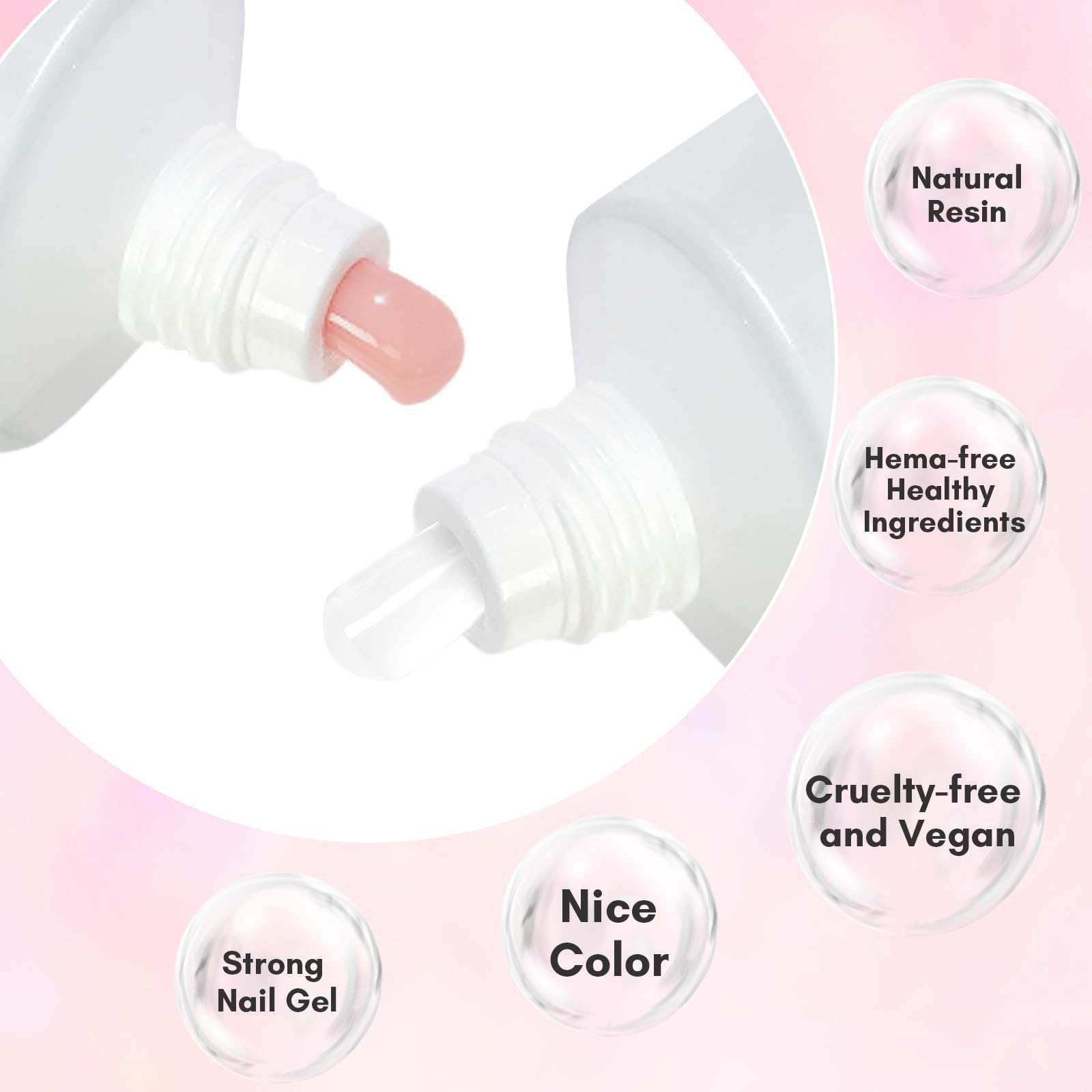 Clear and Nude Colors Poly Nail Gel Set, 2PCs 50ML/Each