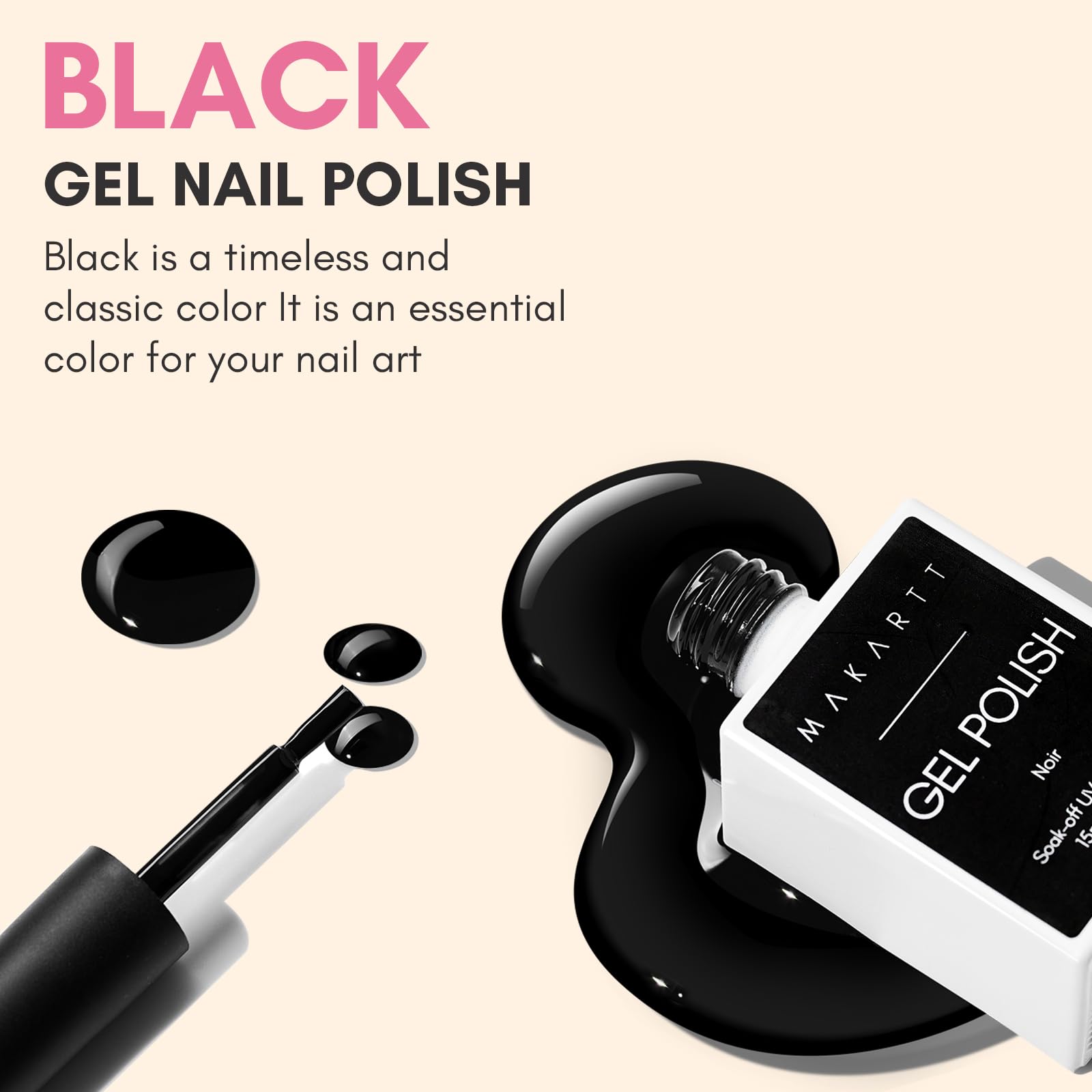 Black, 15ML Gel Nail Polish 2 PCS