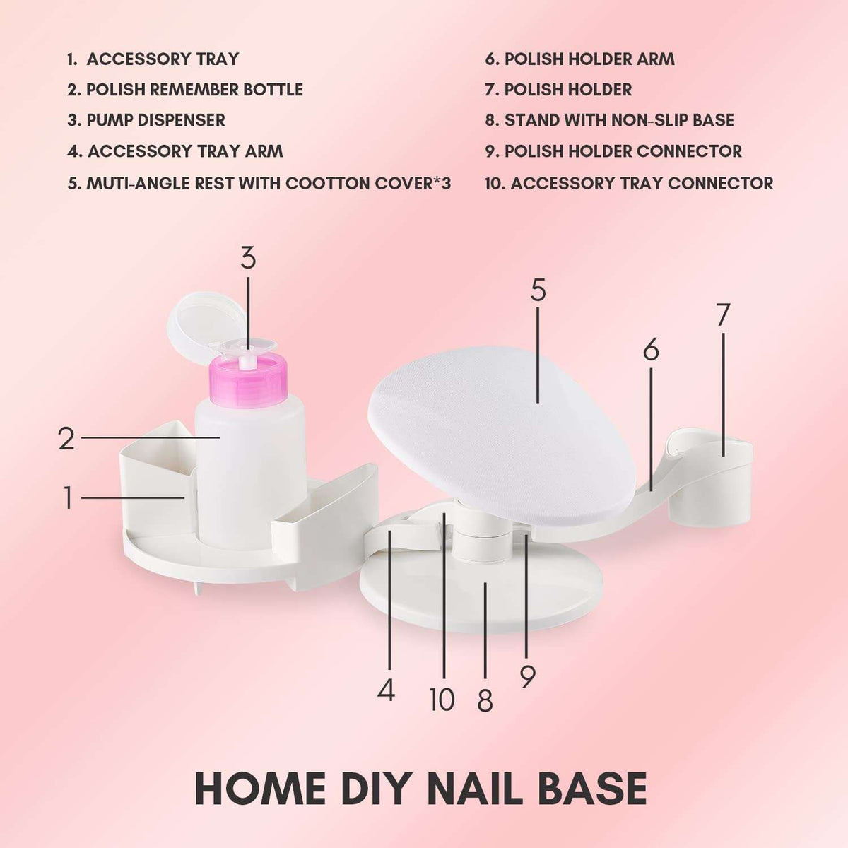 MakarttNail Stand Hand Rest for Nails Manicure
 ✔️Multi-angle Hand, Foot & Nail Tools: Nail polish holder can be easily moved to different directions adjust the nail polish the angle. With the slots inside G