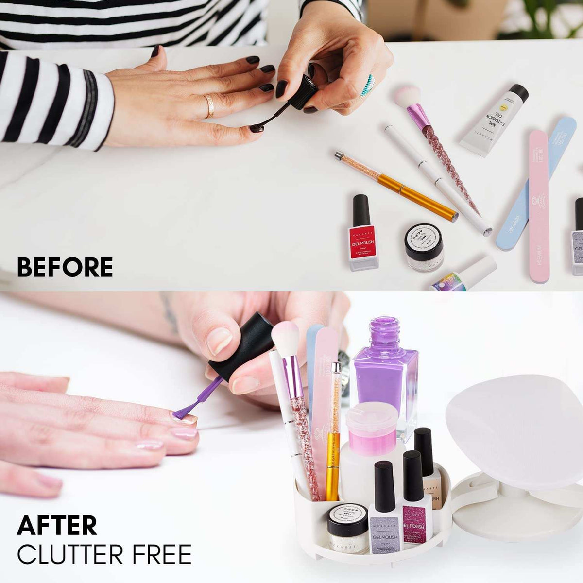 MakarttNail Stand Hand Rest for Nails Manicure
 ✔️Multi-angle Hand, Foot & Nail Tools: Nail polish holder can be easily moved to different directions adjust the nail polish the angle. With the slots inside G