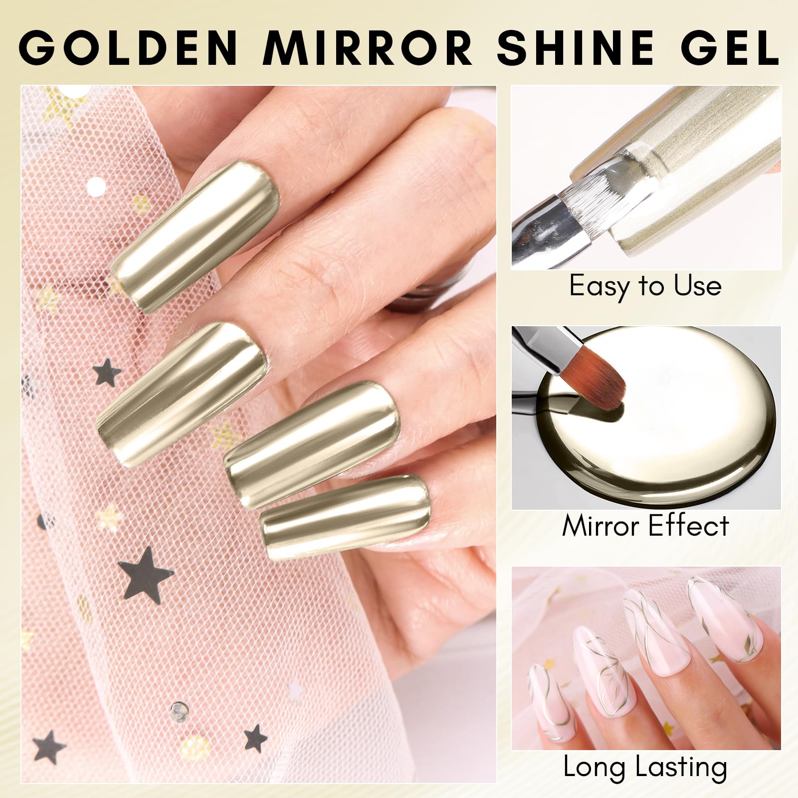 Metallic Golden Mirror Gel (8ml, 0.28oz)
