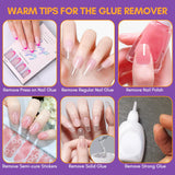 Nail Glue Remover Kit 10ML Glue Off, 100/180 Grit Nail File Buffer, 5ML Cuticle Oil