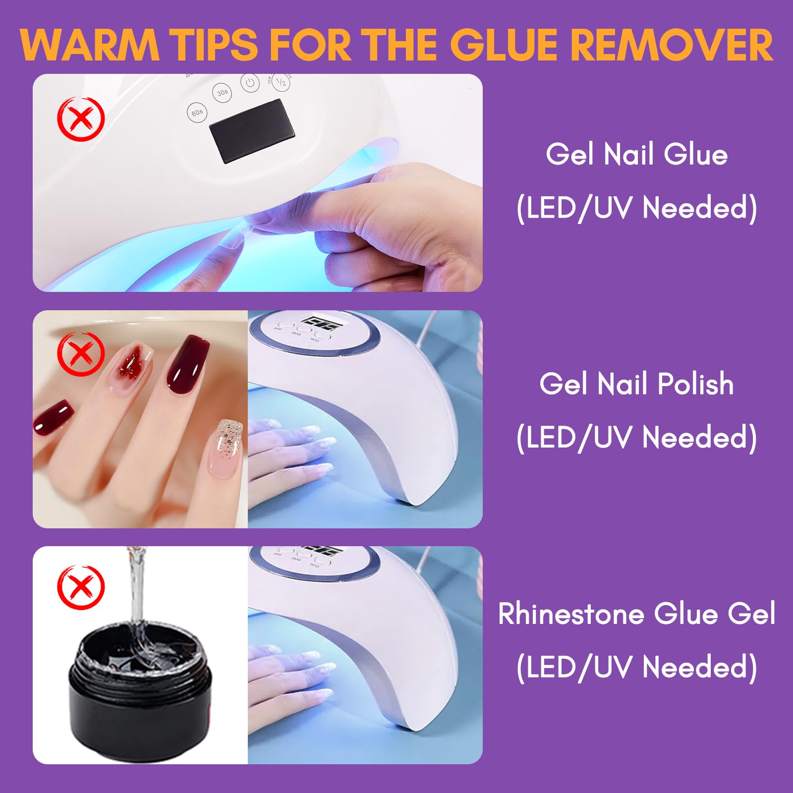 Nail Glue Remover Kit 10ML Glue Off, 100/180 Grit Nail File Buffer, 5ML Cuticle Oil