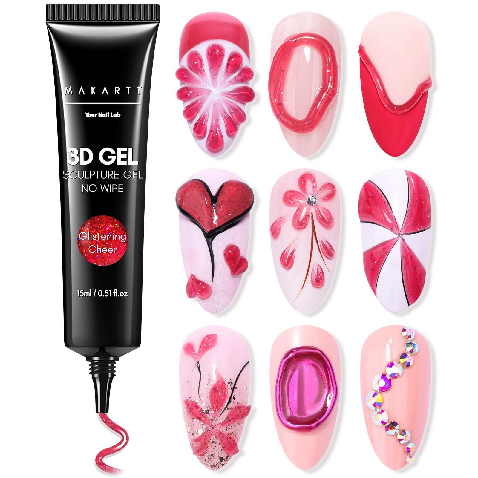 crazy holiday dasha NUDE Makartt 3D Nail Gel: 3D Sculpting Gel for Nail Art Design, 15ml 3 in 1
