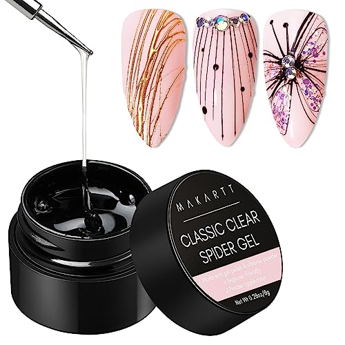 MakarttSpider Gel for 3D Nail Paint and Liner (8g)Brand: MakarttColor: 3D Spider GelFeatures: 
【Multi-function Clear Spider Gel】3D Clear elastic drawing gel is a sticky spider gel, which is stretchy and won't break.