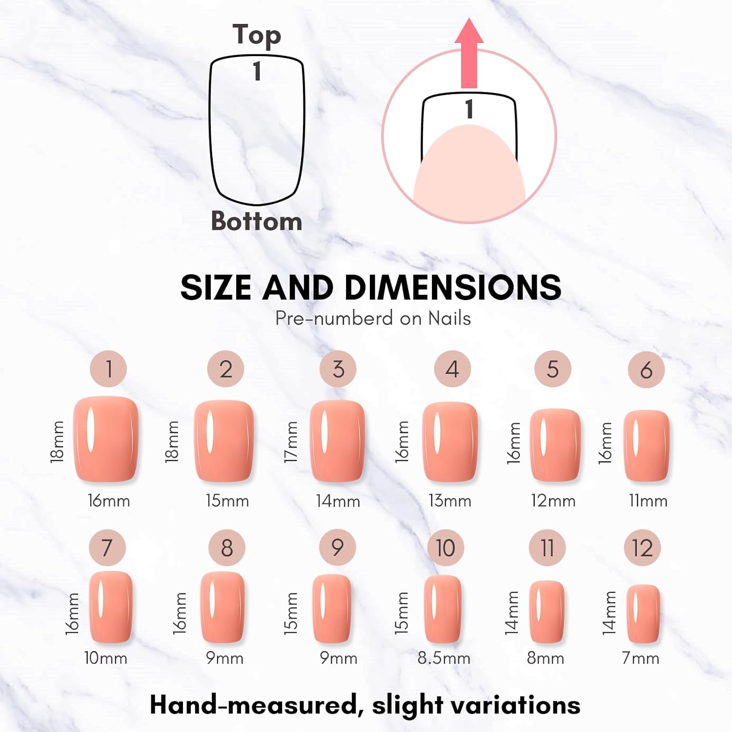 Instant Press On Nails Kit - 12 Sizes 24 Pcs in All Shapes