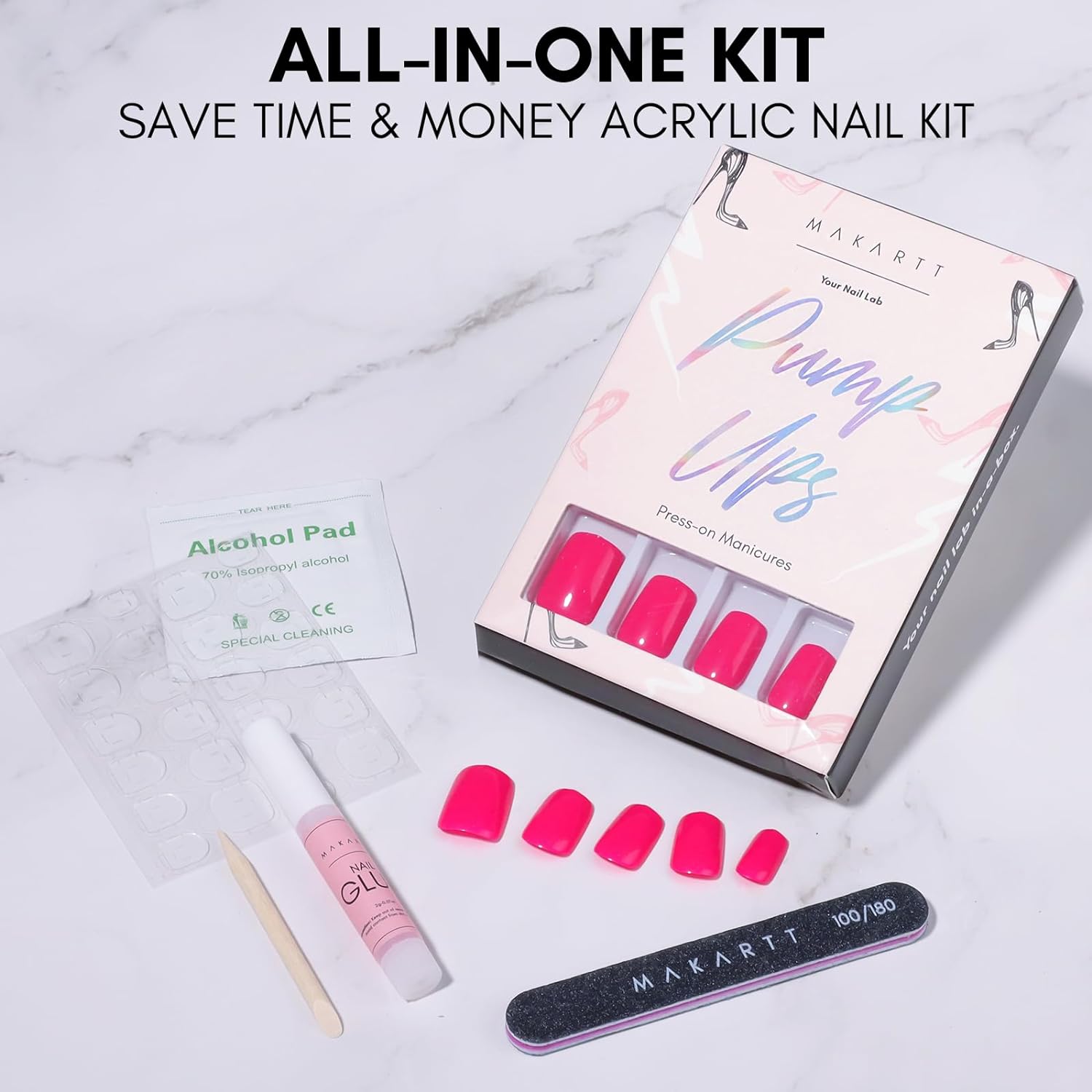 Instant Press On Nails Kit - 12 Sizes 24 Pcs in All Shapes