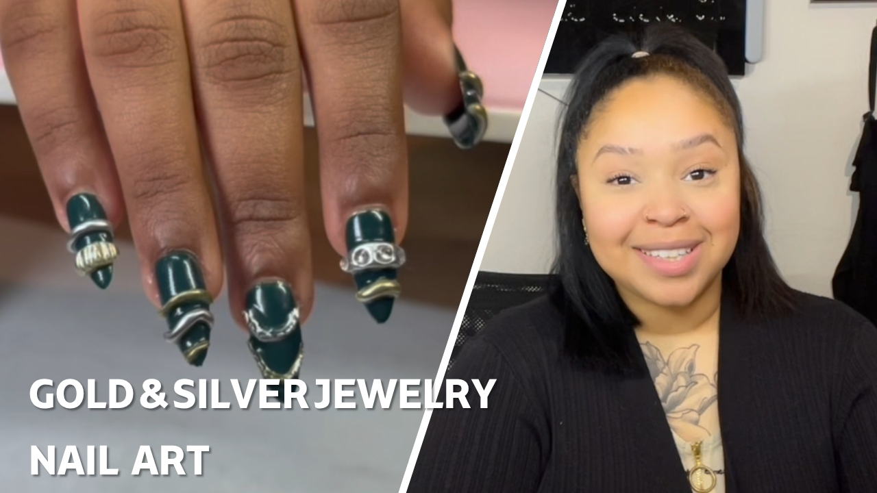 Gold & Silver Jewelry-Inspired Nail Art