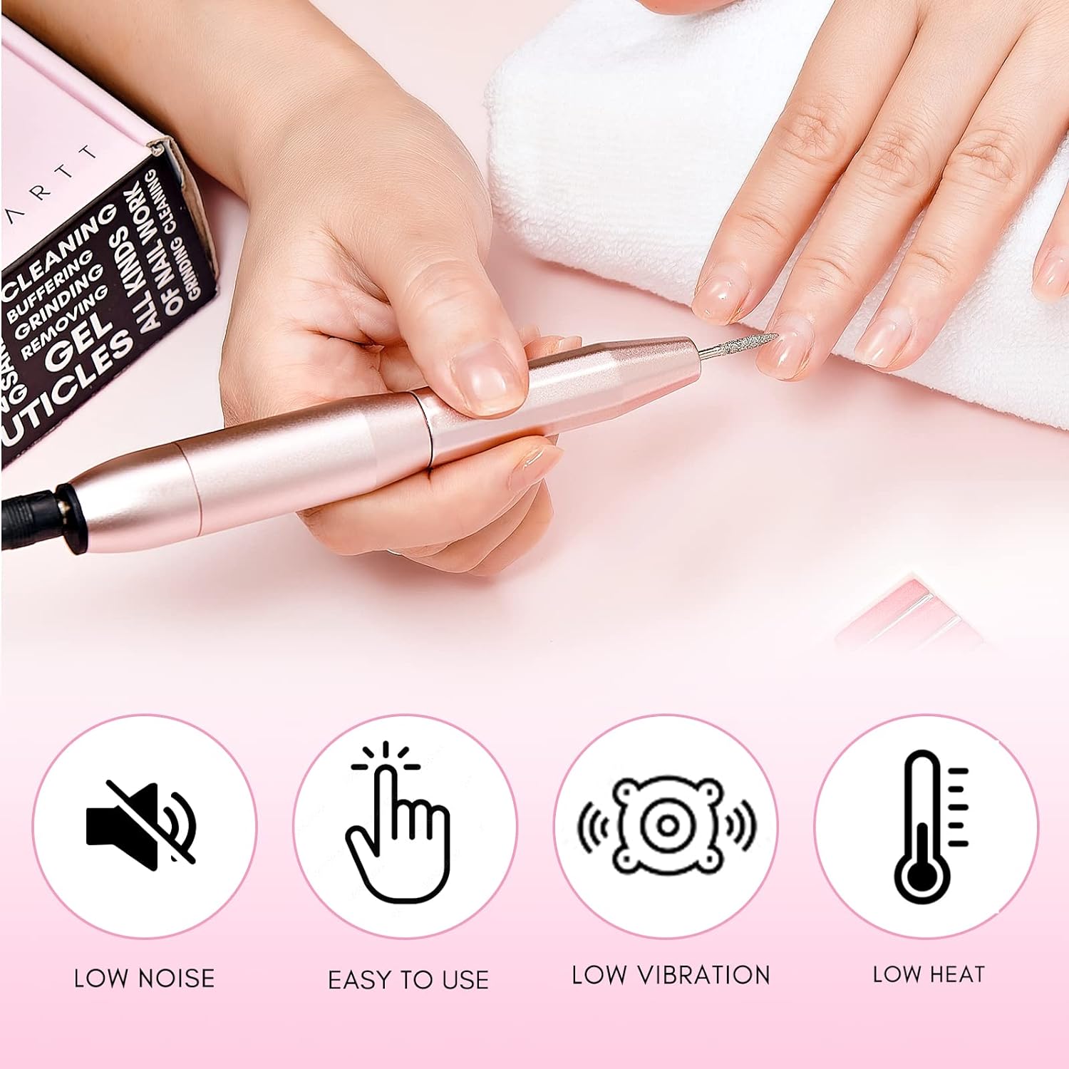 Amazon.com: HEBECA Cordless Nail Drill Set - Electric Nail File Buffer Drill  for Natural or Acrylic Gel Nails -Rechargeable Nail Drill Machine : Beauty  & Personal Care