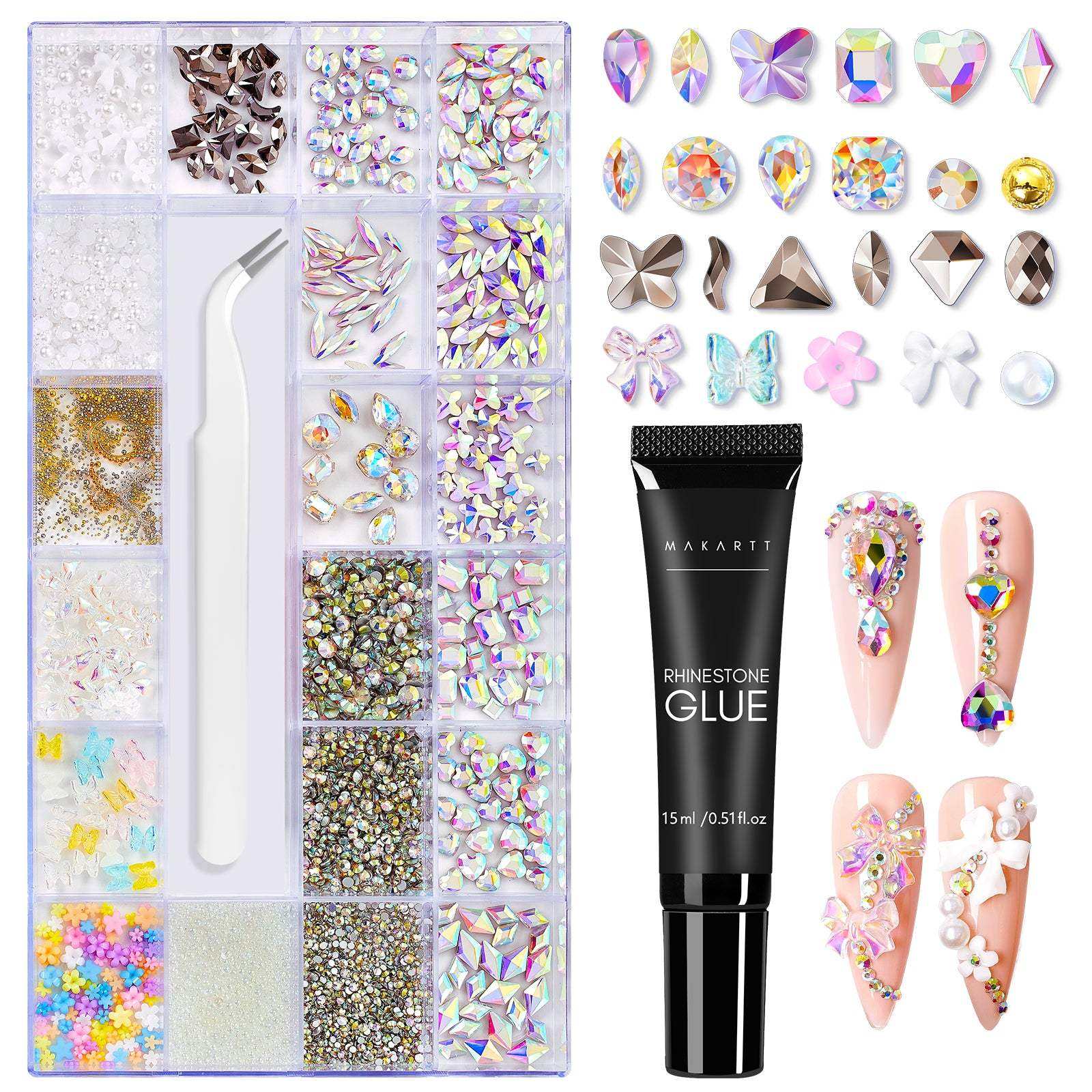 Nail Decorations Nail Gems and Rhinestone Glue Kit