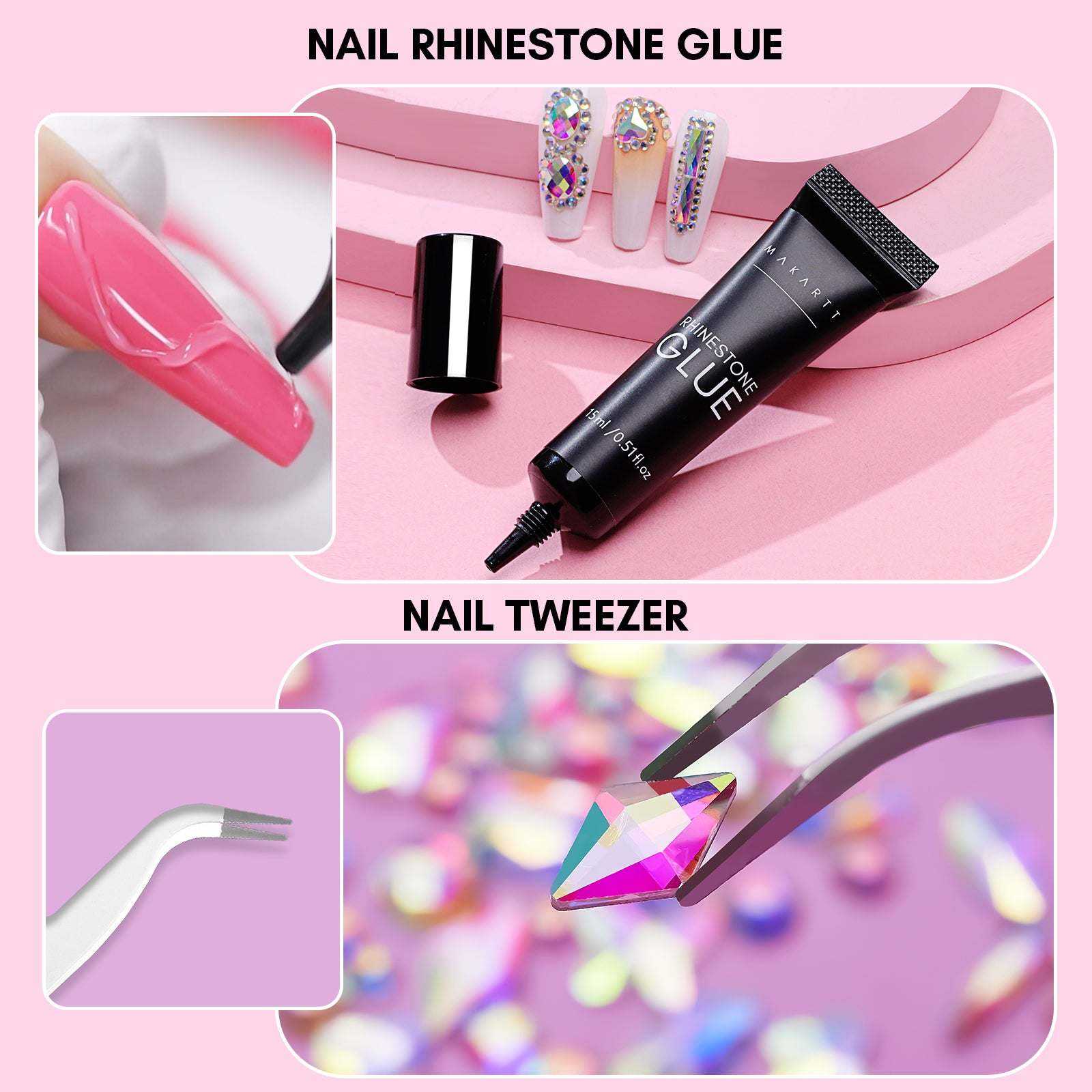 Nail Decorations Nail Gems and Rhinestone Glue Kit