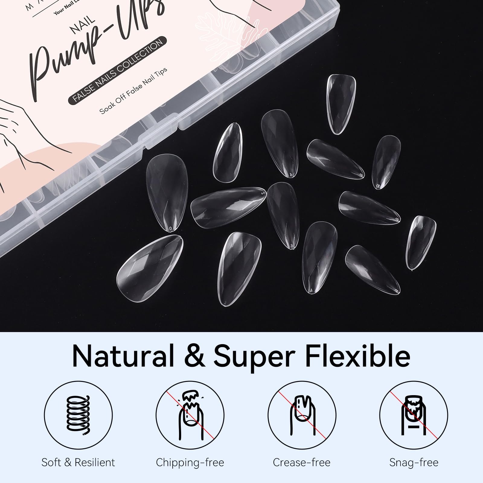 Diamond-Shaped Nail Tips Set, Medium Almond 3D Full Cover Fake Nails Clear 120 PCS