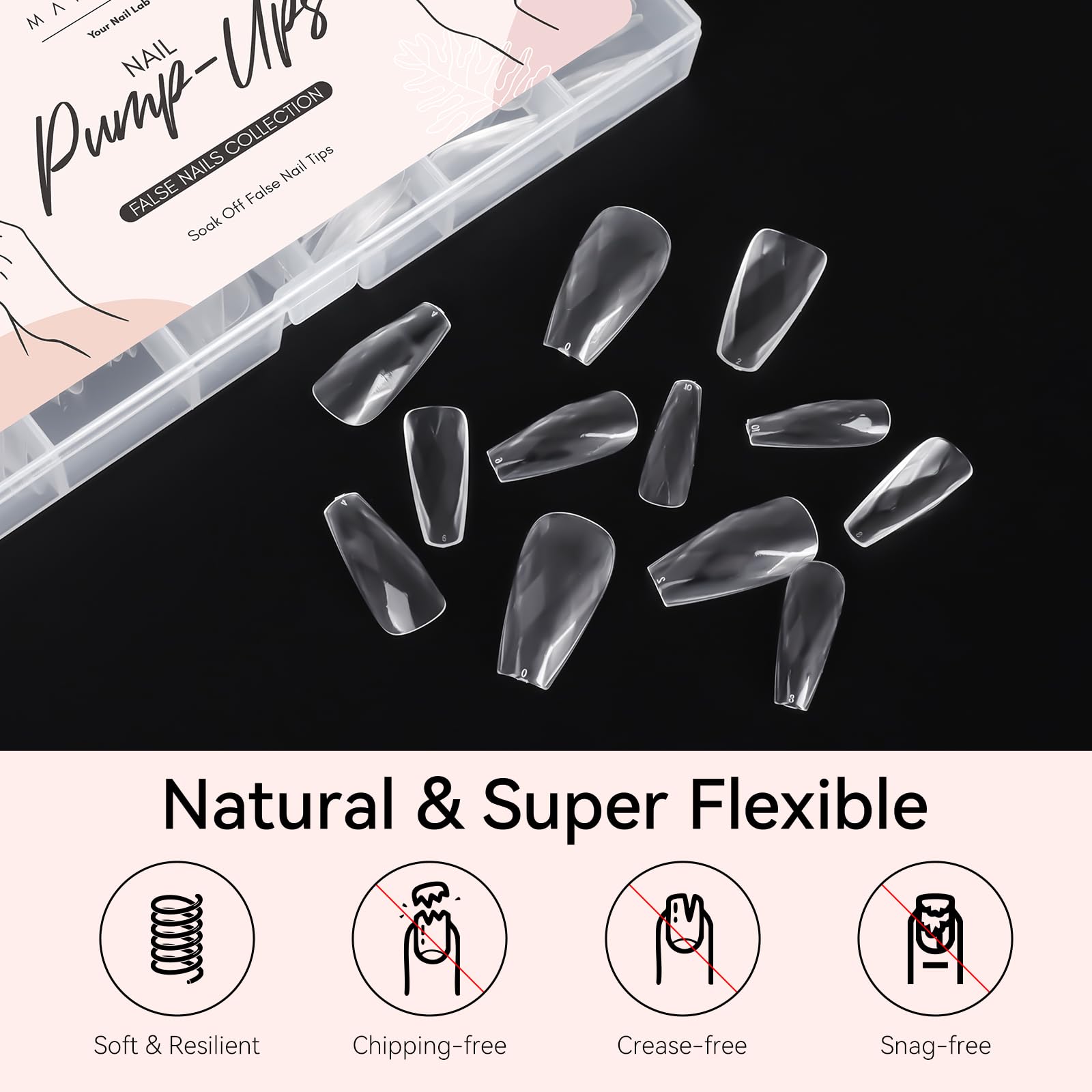 Diamond-Shaped Nail Tips Set, Medium Coffin 3D Full Cover Fake Nails Clear 120 PCS