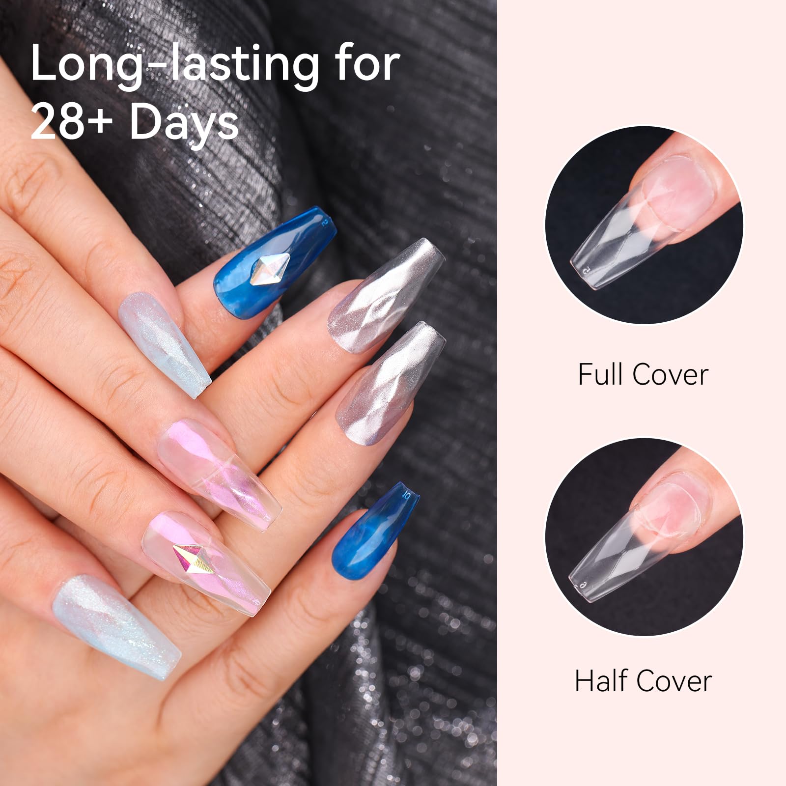 Medium Coffin 3D Full Cover Fake Nails