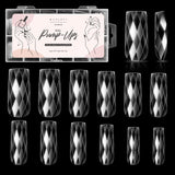 Diamond-Shaped Nail Tips Set, Medium Square 3D Full Cover Fake Nails Clear 120 PCS