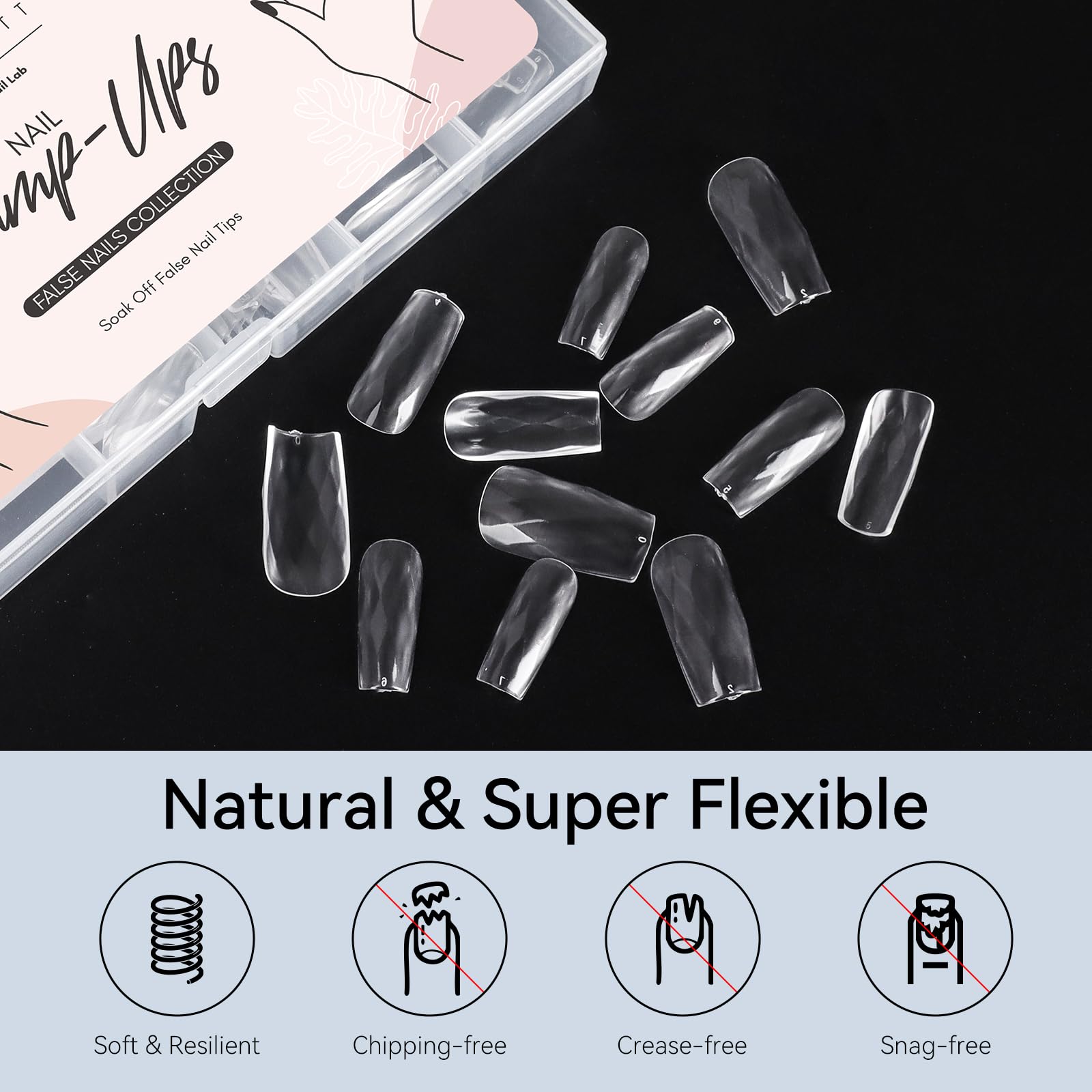 Diamond-Shaped Nail Tips Set, Medium Square 3D Full Cover Fake Nails Clear 120 PCS