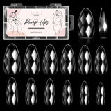 Diamond-Shaped Nail Tips Set, Short Almond 3D Full Cover Fake Nails Clear 120 PCS