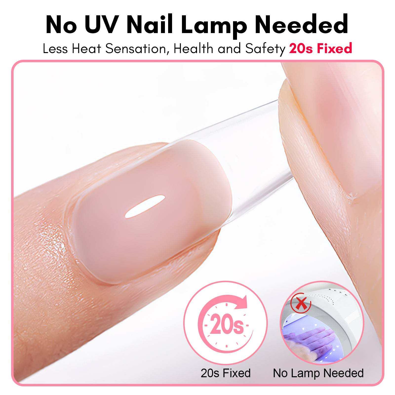 Solid Nail Gel No Lamp Needed Nail Glue for Press On Nails (5ml x 2pcs)