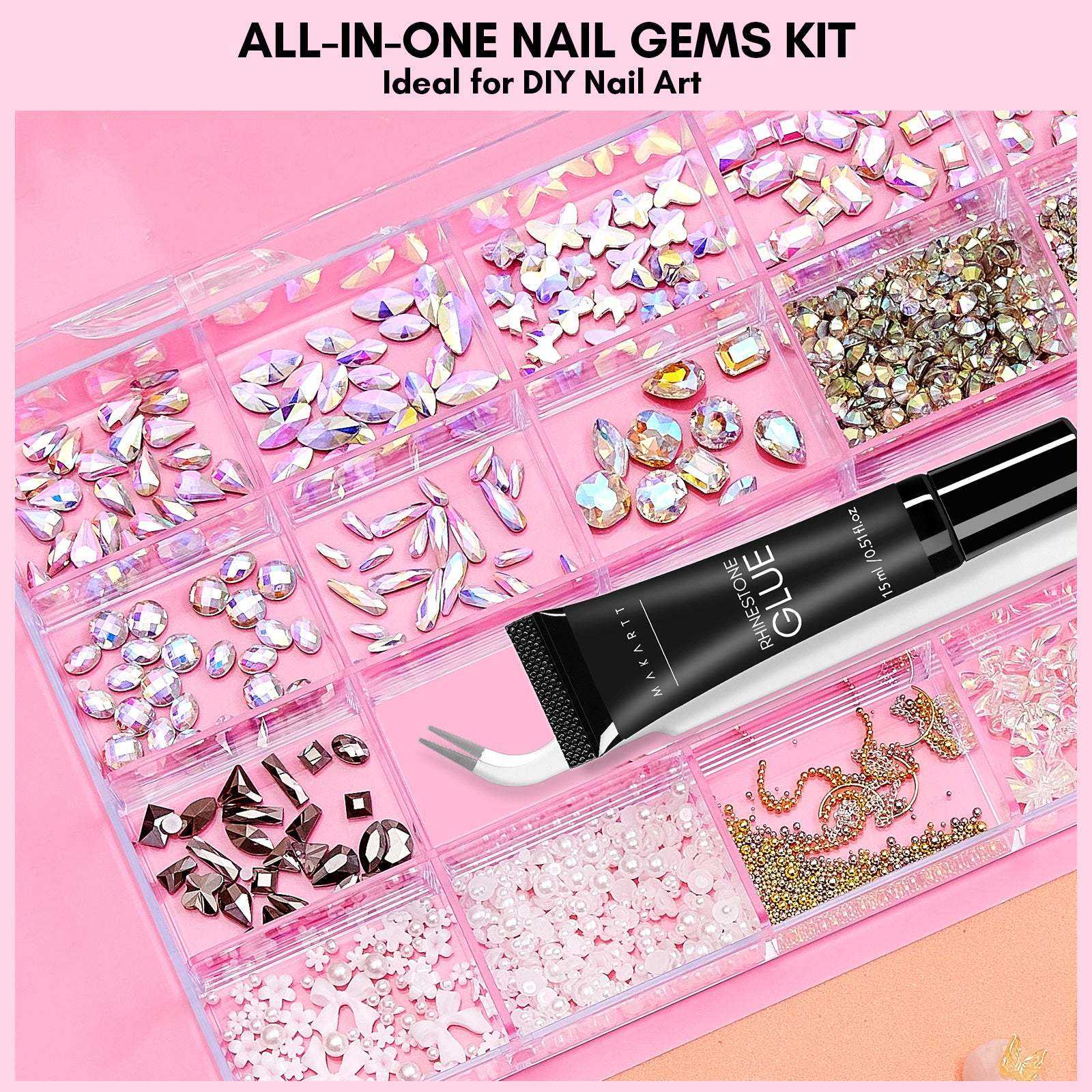 Nail Decorations Nail Gems and Rhinestone Glue Kit