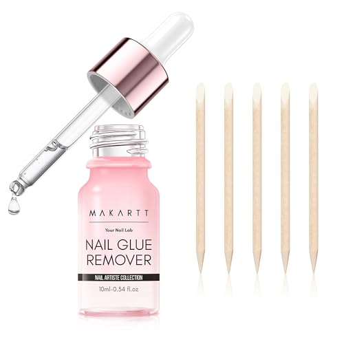 Makartt Press on Nail Glue Remover: Quick Glue Debonder | Easy Removal with a Dropper Applicator | Updated Formula with Vitamin E | No Acetone/Hema | For Fake Nails,Semicure Stickers