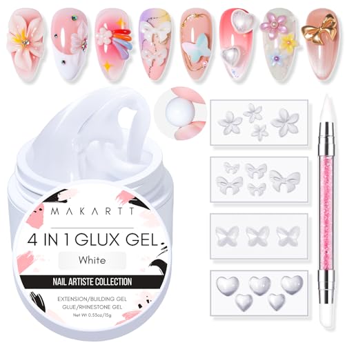 Makartt Solid Gel Builder Kit 4 Colors Nail Extension Gel Builder 15 ml UV/LED Nail Lamp Required