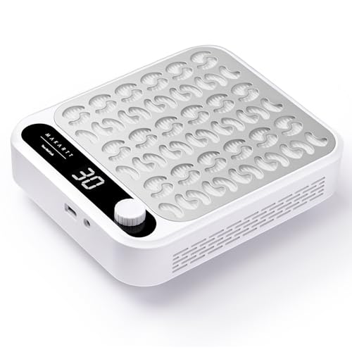 Makartt Nail Dust Collector - Professional Powerful Suction Larina Dust Cleaner with LED Display, Adjustable Speed, Reusable Filter, and Strainer Panel for Acrylic Nails Polishing Manicure Salon Home
