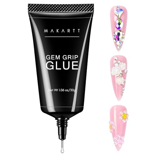 Makartt Rhinestone Glue For Nail Set, Nail Glue Gel for Rhinestones 3D Flower Design Super Strong Adhesive Gem Nail Glue