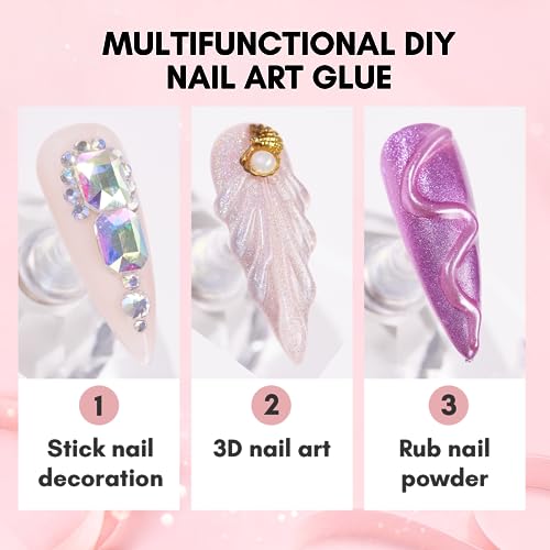 Nail Rhinestone Glue Gel with Brush Pen Set, 38ml Clear Super Strong  Adhesive for Nail Decorations – Makartt
