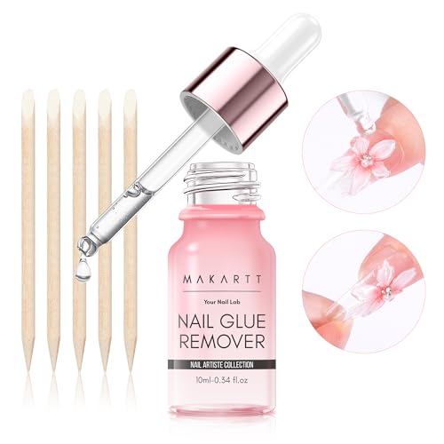 Makartt Press on Nail Glue Remover: Quick Glue Debonder | Easy Removal with a Dropper Applicator | Updated Formula with Vitamin E | No Acetone/Hema | For Fake Nails,Semicure Stickers