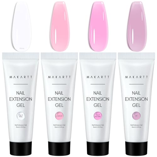Makartt Poly Nail Gel Kit With Base Top Coat Nail File Brush
