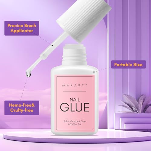 Makartt Super Strong Nail Glue for Acrylic Nails,Nail Tips, Press On Nails, Fake Nails, Salon Quality Brush On Nail Glue