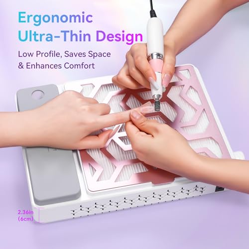 Makartt Nail Dust Collector & Filter - Extractor Vacuum Dust Collector for Acrylic Nails Gel Polish Salon Home Use