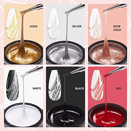 Makartt Gel Liner Polish Set, 6 Pcs Gel Polish Kit Soak Off Nail Polish Gel DIY Manicure Kit Nail Art Mother's Day Gifts for Women