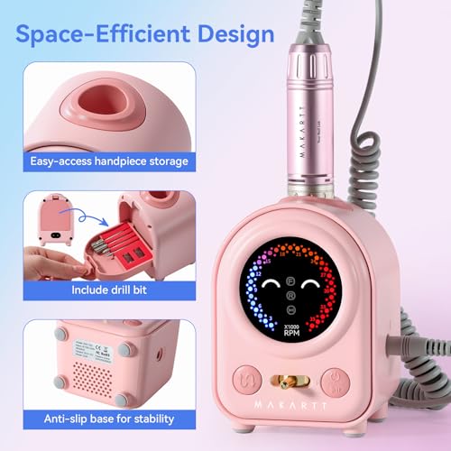 Makartt Nail Drill Electric Nail File JD700 Nail Drills for Acrylic Nails Professional 30000RPM Manicure Drill Tools