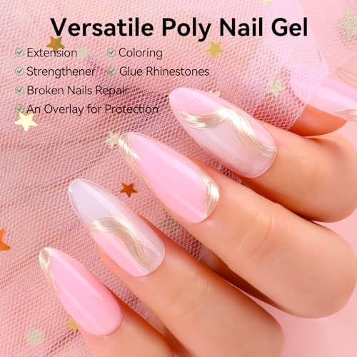 Makartt Poly Nail Gel Kit With Base Top Coat Nail File Brush