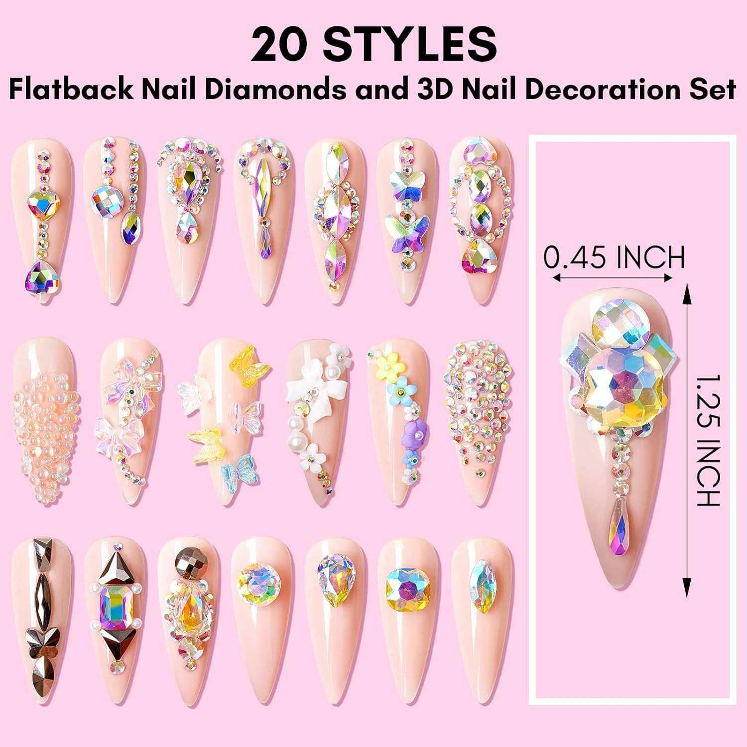 Nail Decorations Nail Gems and Rhinestone Glue Kit