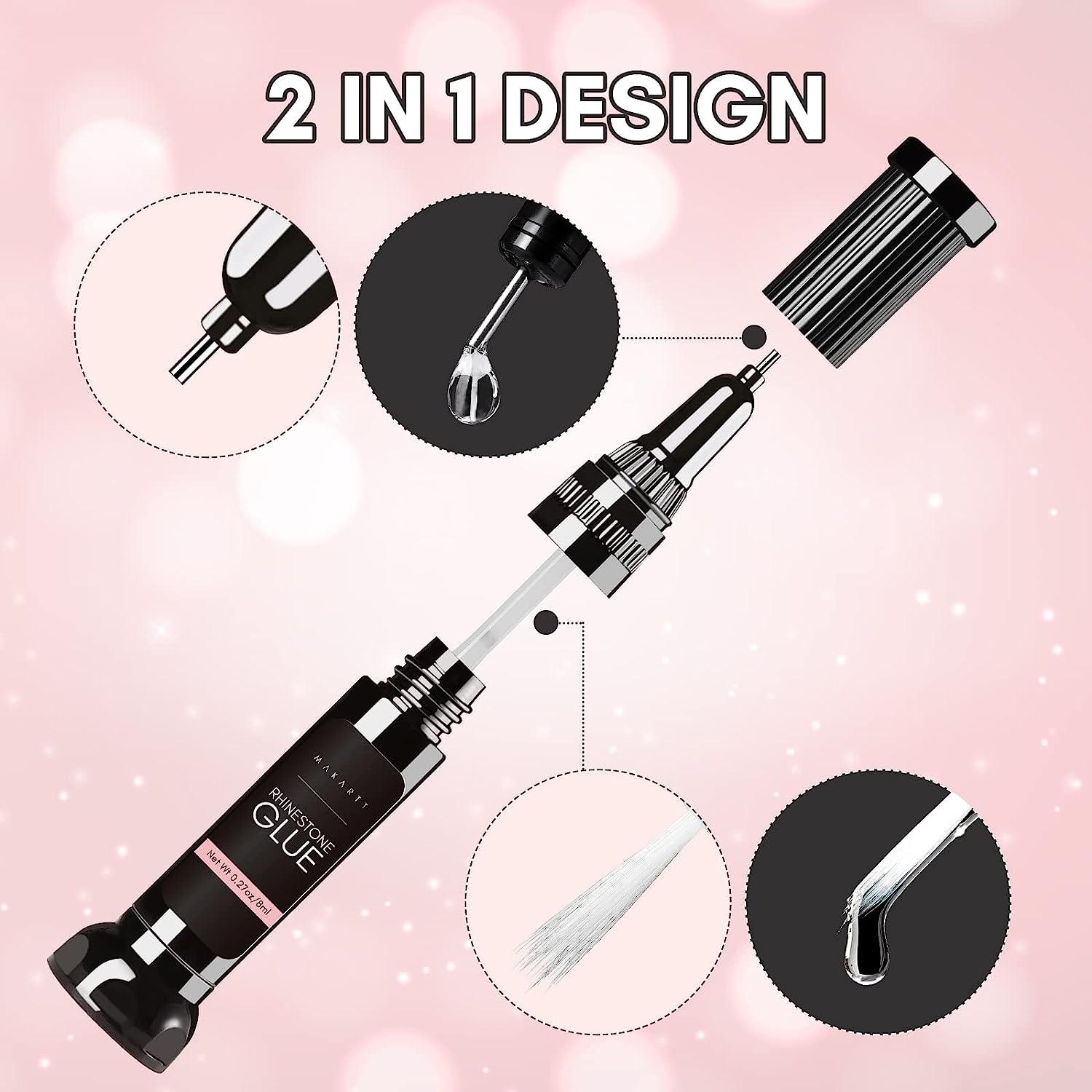 2pcs Nail Rhinestone Glue Gel with Brush & Nail Glue Precision Pen tip Led  Curing Needed Super Strong Adhesive Nail Art Glue Gel for Press on Nails  Gem Jewelry Diamond Beads Stone