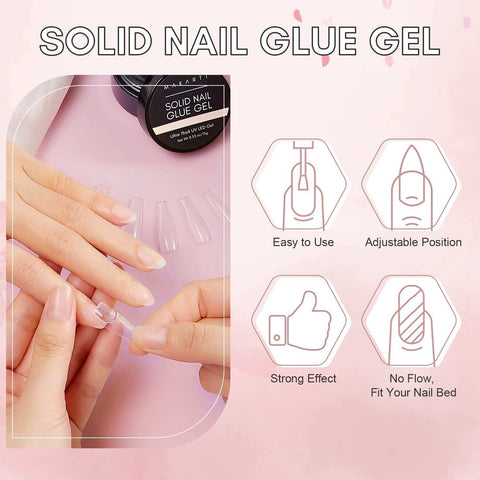 Solid Nail Gel Glue for Soft Gel Nail Tips - Blanc 15ml – Makartt