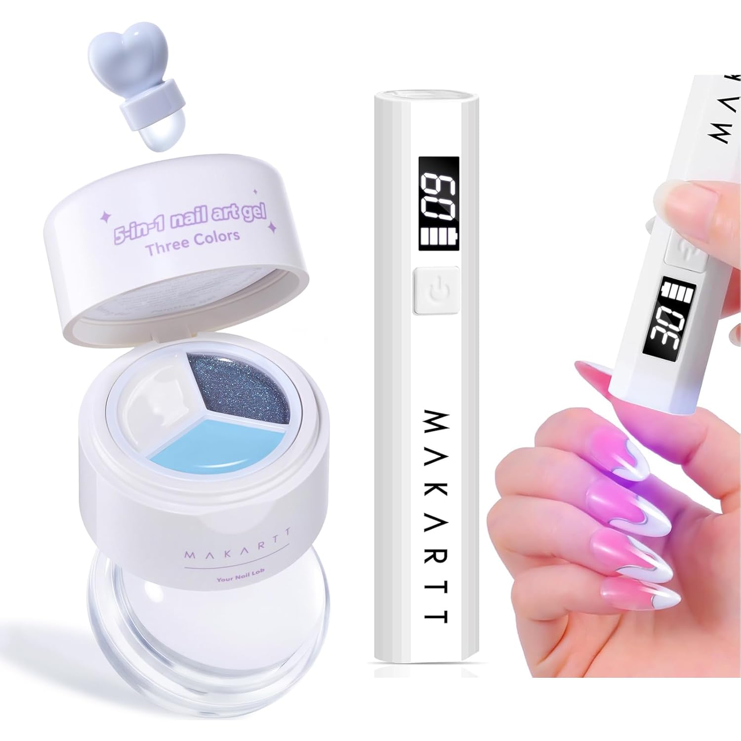 Mini UV Nail Lamp + ColorPot 5-in-1 Nail Art Gel-Frosty Blend Kit