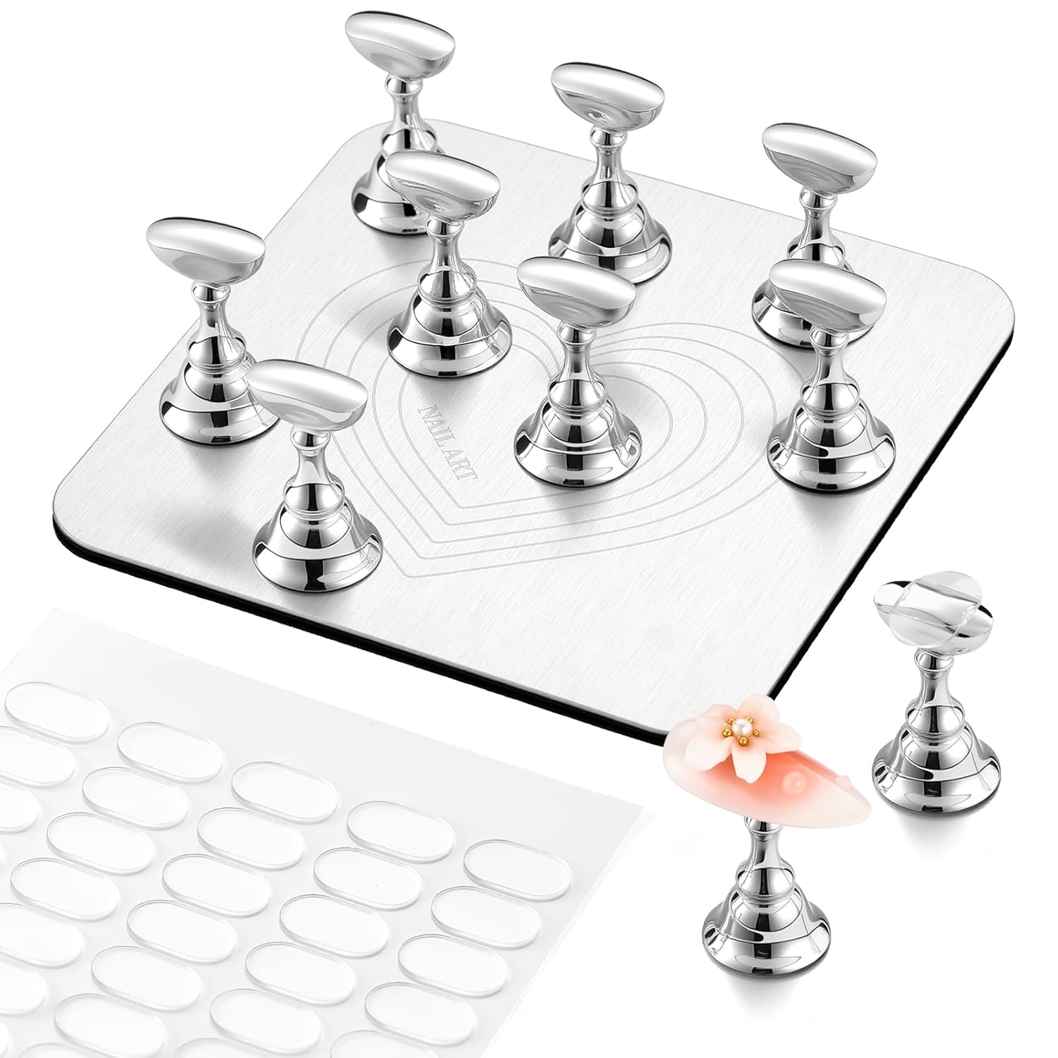 Silver Metal Nail Stand for Press-On Nails