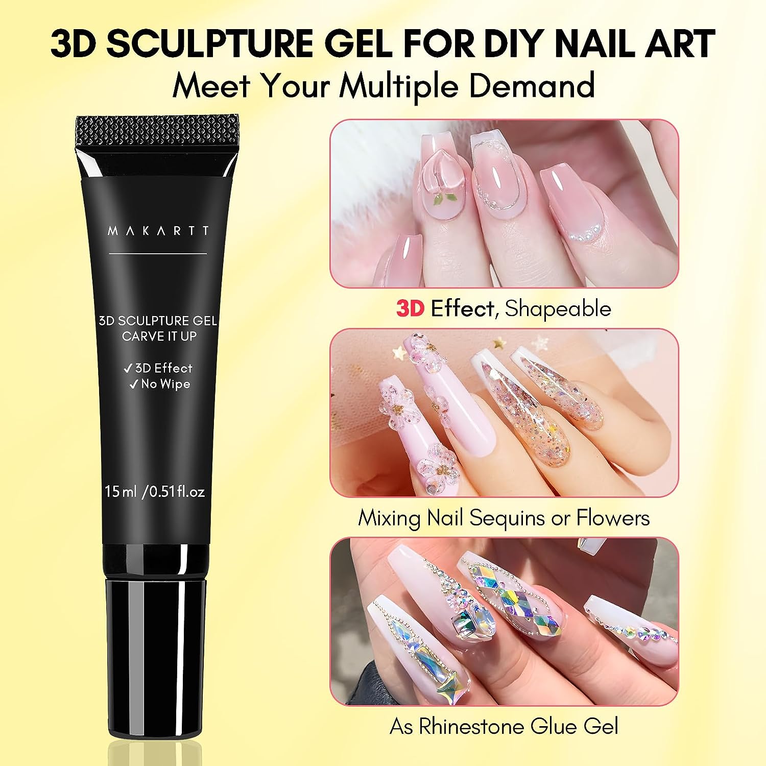 3D Nail Gel Hard Solid Nail Glue Gel Sculpting Gel - Clear