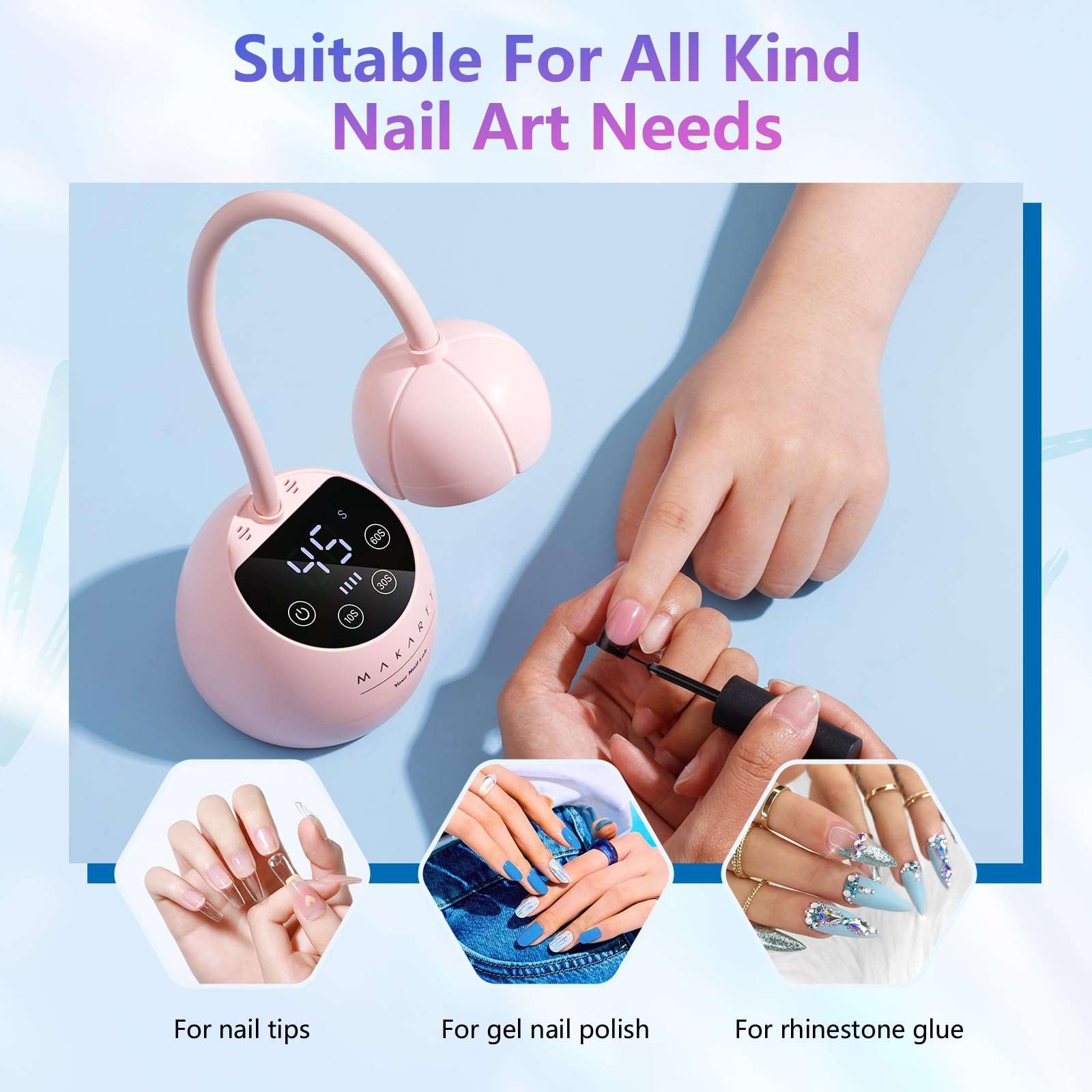 UV LED Nail Lamp for Gel Nails Cordless 24W Rechargeable Nail Curing