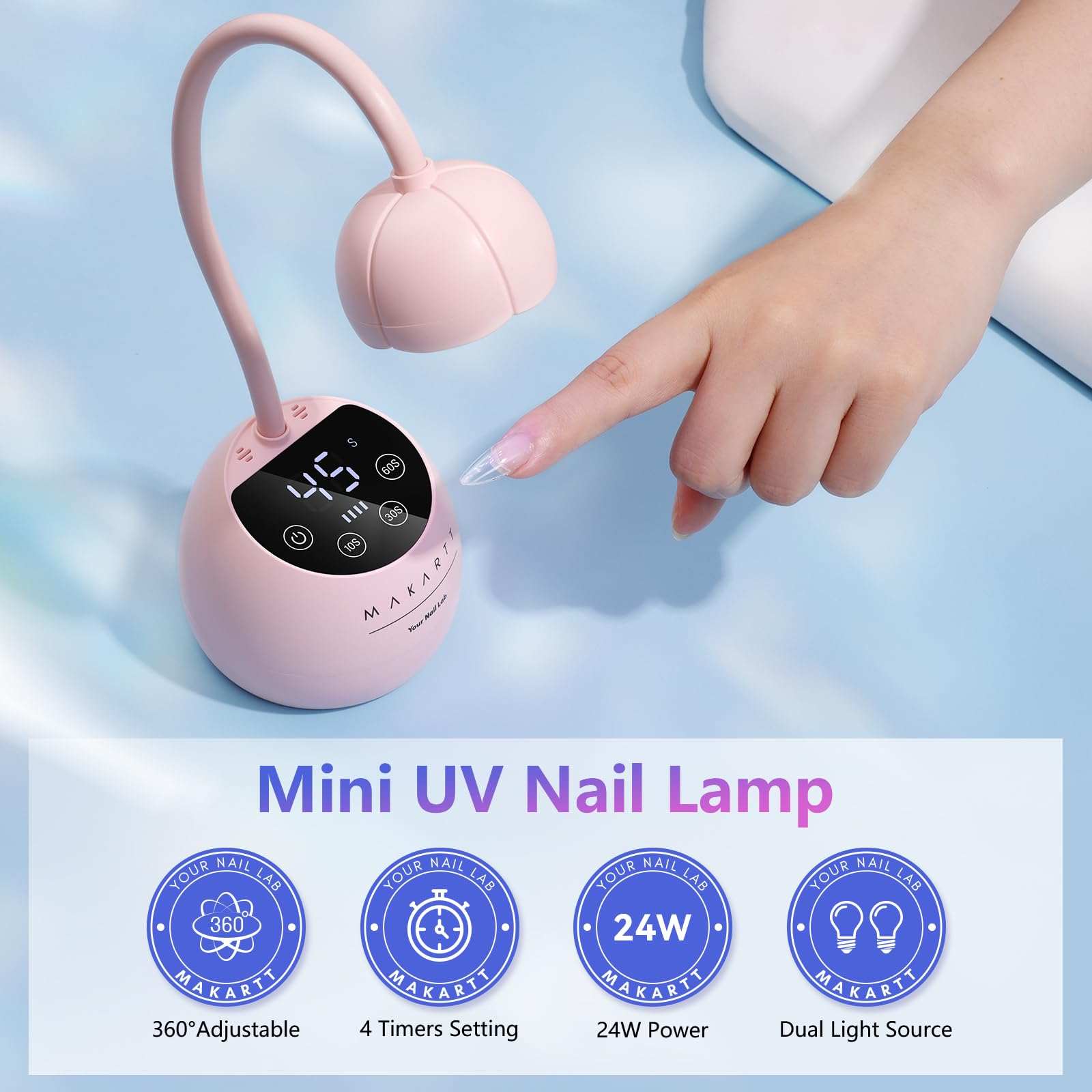 UV LED Nail Lamp for Gel Nails Cordless 24W Rechargeable Nail Curing